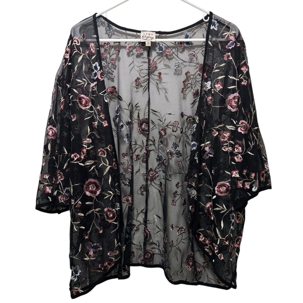 Como Vintage Floral Embroidered Sheer Carigan Size 1X